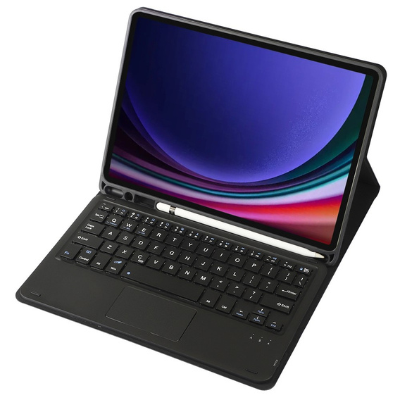 Θήκη + πληκτρολόγιο Samsung Galaxy Tab S9, Leather Pen Slot TouchPad, μαύρη