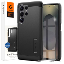 θήκη Spigen για Samsung Galaxy S25 Ultra, Tough Armor Mag Mag MagSafe, μαύρη + μετριασμένο γυαλί 9H