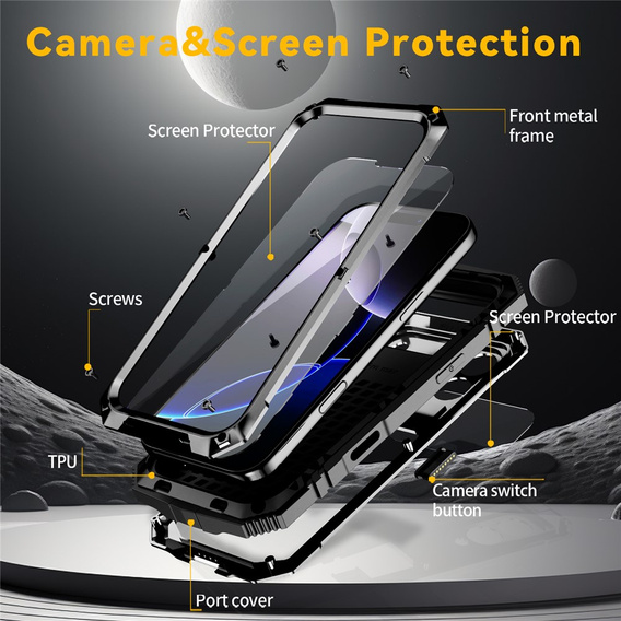 Θήκη R-JUST με βάση και ενσωματωμένο γυαλί για iPhone 17 Pro