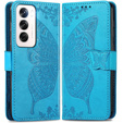 Θήκη με πτερύγιο για Oppo Reno 12, Butterfly, μπλε