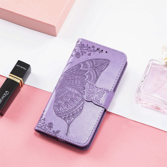 Θήκη με πτερύγιο για Xiaomi Redmi Note 14 4G, Butterfly, μωβ