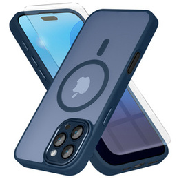 Θήκη για iPhone 16 Pro Max, για MagSafe, ERBORD Μatt Case, ναυτικό μπλε + Γυαλί οθόνης
