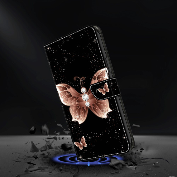 Θήκη με πτερύγιο για Xiaomi Redmi Note 12 4G, Wallet Butterfly, μαύρη