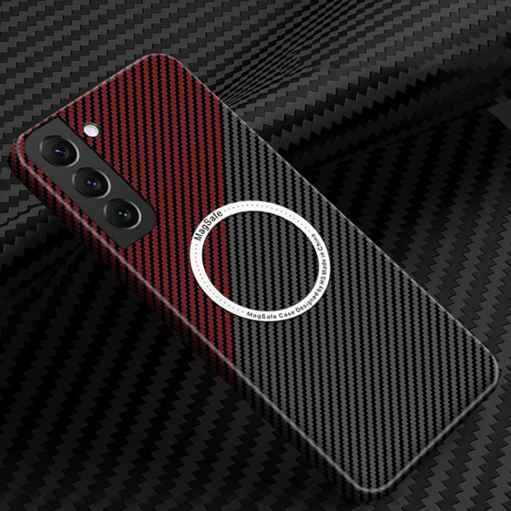 Θήκη για Samsung Galaxy S23, Magsafe Slim Carbon, μαύρο / κόκκινο