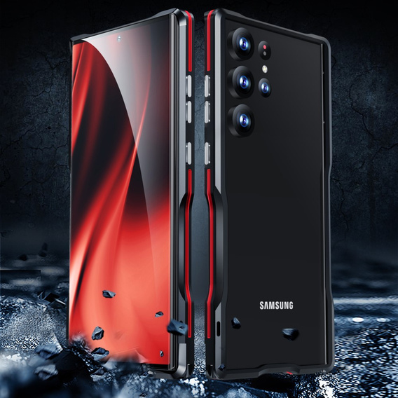 Θήκη LUPHIE για Samsung Galaxy S23 Ultra, Armor Bumper, μαύρο / κόκκινο