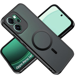 Ματ θήκη για Oppo Reno 14F, για MagSafe, ημιδιαφανές μαύρο