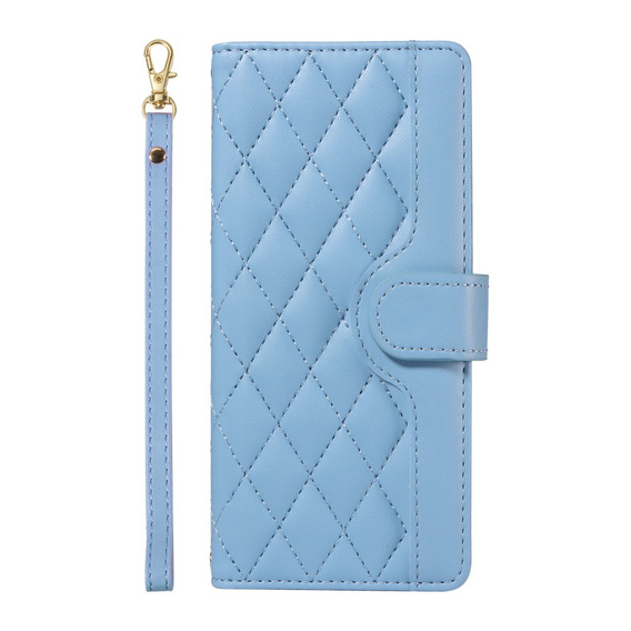 θήκη πτερύγιο για iPhone 16E, Rhombus Crossbody Leather, μπλε