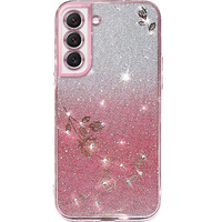 Θήκη για Samsung Galaxy S22+ Plus, Glitter Flower, ροζ rose gold