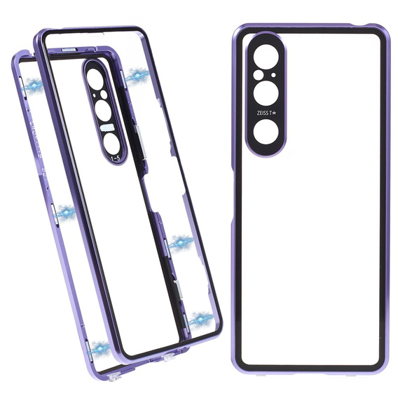 θήκη για το Sony Xperia 1 V, Magnetic Dual Glass, μωβ