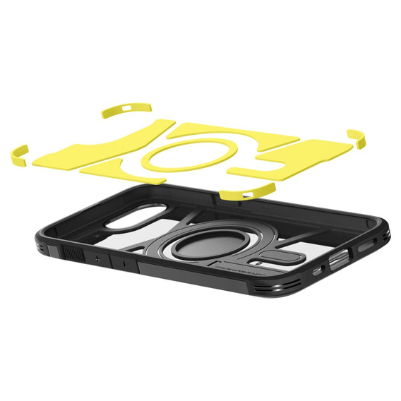 θήκη Spigen για iPhone 16E, Tough Armor Mag Mag MagSafe, μαύρη + μετριασμένο γυαλί 9H