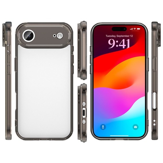 Θήκη σιλικόνης για iPhone Air, με σκληρή πλάτη, μαύρο καπνιστό χρώμα
