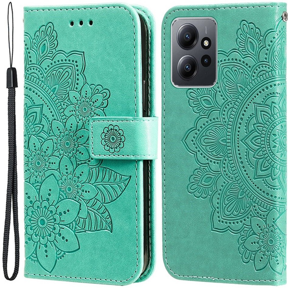 Θήκη με πτερύγιο για Xiaomi Redmi Note 12 4G, Mandala Flower, πράσινη