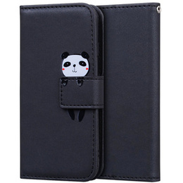 Θήκη με πτερύγιο για Motorola Moto G22, Wallet Panda, μαύρη