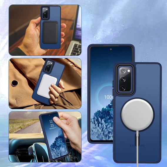 Θήκη για Samsung Galaxy S20 FE, για MagSafe, ERBORD Μatt Case, ναυτικό μπλε + Γυαλί οθόνης