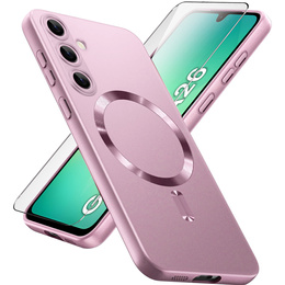 Θήκη για Samsung Galaxy A26, ColorMag, για MagSafe, ροζ + γυαλί 9H, μετριασμένο