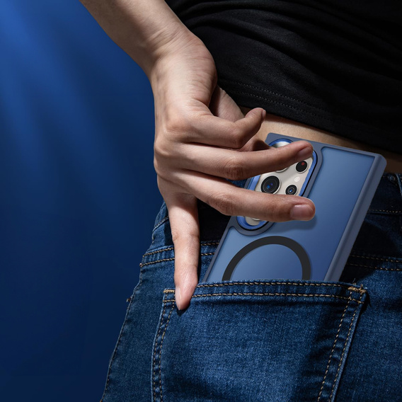 Θήκη για Samsung Galaxy S25 Ultra, Kickstand Matt Case, για MagSafe, μπλε + Γυαλί οθόνης