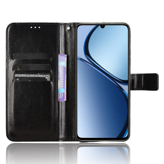 Θήκη με πτερύγιο για Realme C61, Crazy Horse Wallet, μαύρη