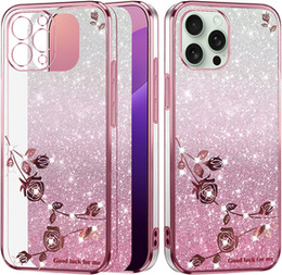 Θήκη για iPhone 16 Pro, Glitter Flower, ροζ rose gold