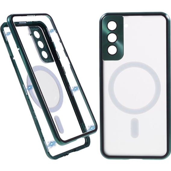 Μαγνητική θήκη MagSafe Dual Glass για Samsung Galaxy S22 Plus, πράσινη