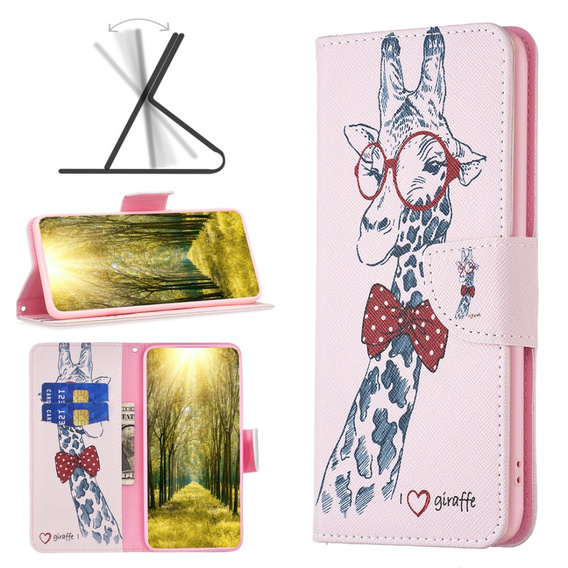Θήκη με πτερύγιο για Samsung Galaxy S23 FE, Wallet, Giraffe ροζ