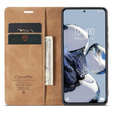 θήκη CASEME για Xiaomi 12T / 12T Pro, Leather Wallet Case, καφέ