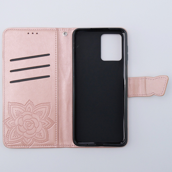 Θήκη με πτερύγιο για Motorola Moto G54 5G, Butterfly, ροζ rose gold