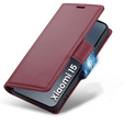 Θήκη για Xiaomi 15, ERBORD Glossy Litchi, πορτοφόλι με πτερύγιο, κόκκινη