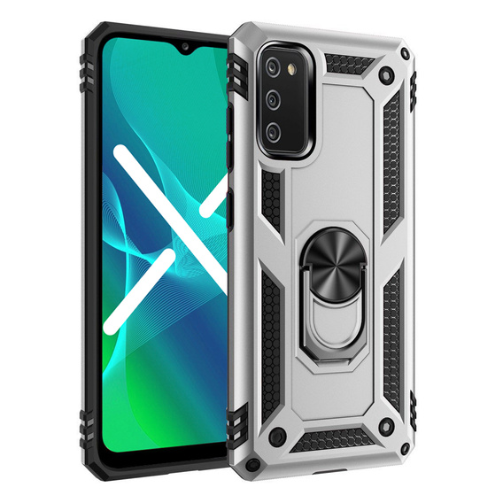 θωρακισμένη θήκη για Samsung Galaxy A03s, Nox Case Ring, ασημένια