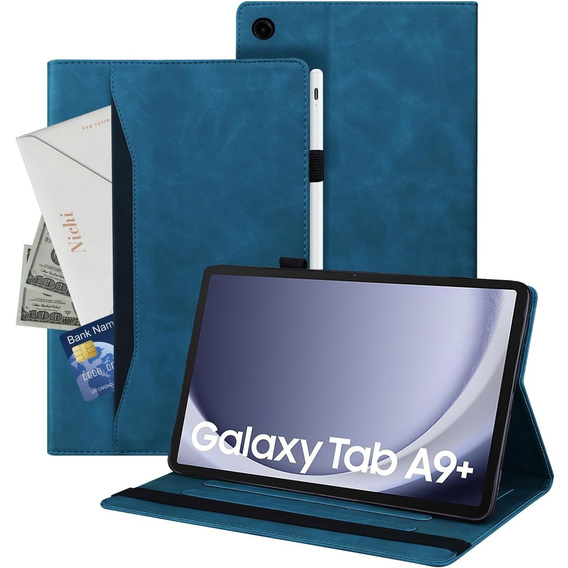 θήκη για Samsung Galaxy Tab A9+, Classic, με υποδοχή γραφίδας, μπλε