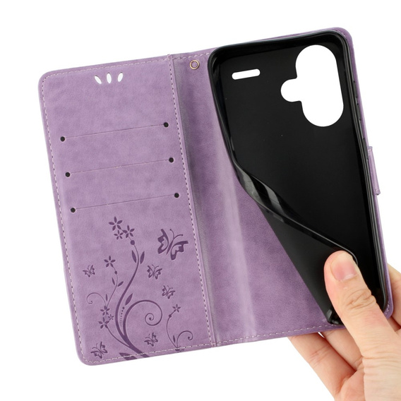 Θήκη με πτερύγιο για Xiaomi Redmi Note 13 Pro+, Butterfly, μωβ