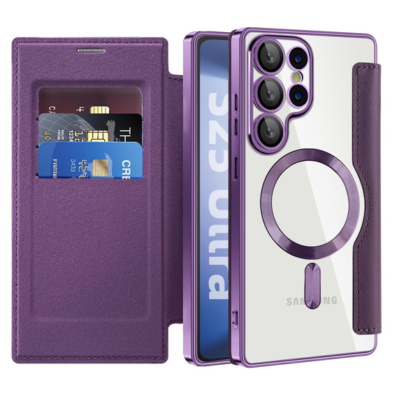 Θήκη με πτερύγιο για Samsung Galaxy S25 Ultra, RFID Wallet MagSafe CamShield, μωβ