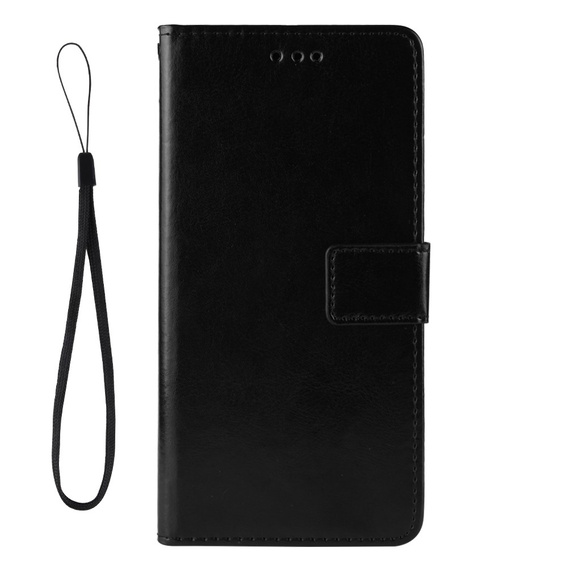 Θήκη με πτερύγιο για Oukitel WP5, Crazy Horse Wallet, μαύρη