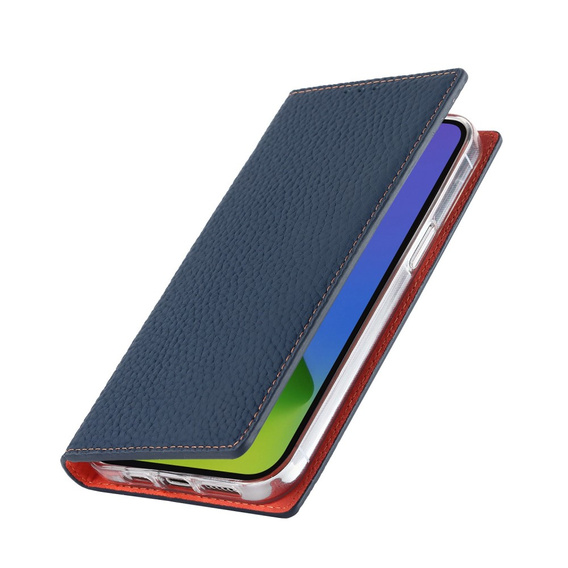 Θήκη με πτερύγιο για iPhone 14 Pro, Litchi Skin Grain, σκούρο μπλε