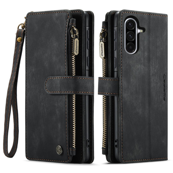 Η θήκη CASEME για Samsung Galaxy A56 5G, Leather Wallet Cash and Card Slots, με λουράκι, μαύρη