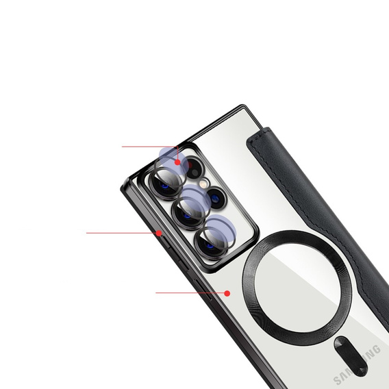 Θήκη με πτερύγιο για Samsung Galaxy S22 Ultra 5G, RFID Wallet MagSafe CamShield, μαύρη