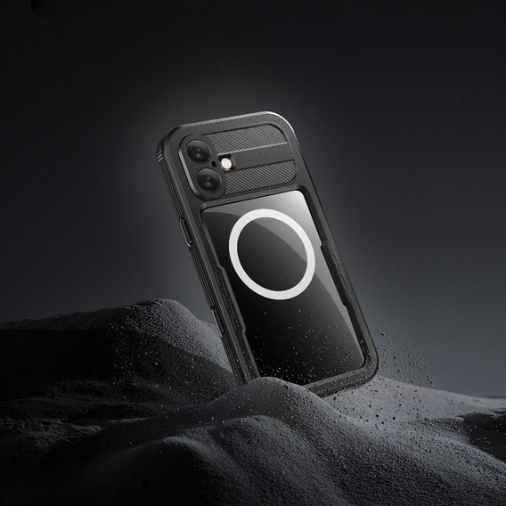 Αδιάβροχη θήκη IP68 για iPhone 16 Plus, SHELLBOX MagSafe, μαύρη