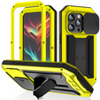 Θήκη για iPhone 15 Pro, R-JUST CamShield Slide, θωρακισμένη, κίτρινη / μαύρη