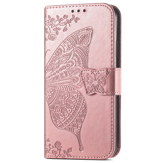 Θήκη με πτερύγιο για Xiaomi 14T Pro, Butterfly, ροζ rose gold