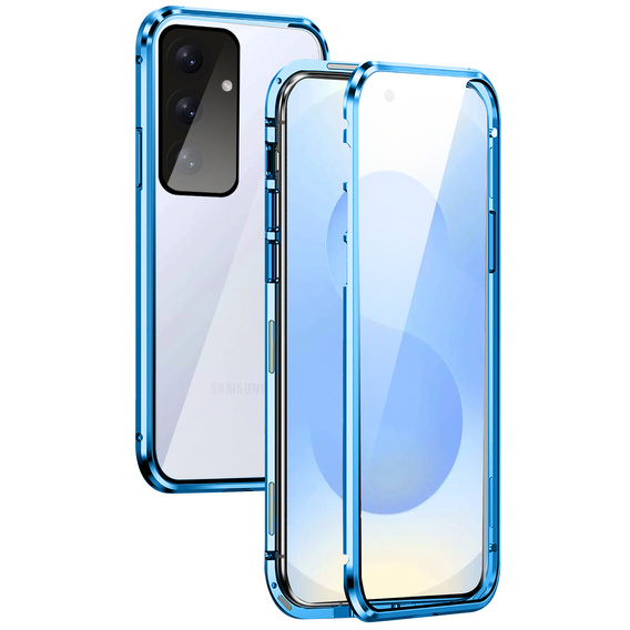 θήκη για το Samsung Galaxy S25, Magnetic Dual Glass, μπλε