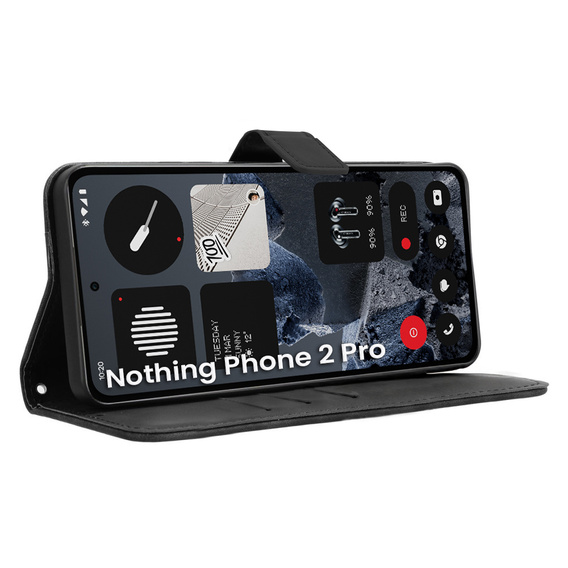 Θήκη με πτερύγιο για CMF Nothing Phone 2 Pro, Crazy Horse Wallet, μαύρη
