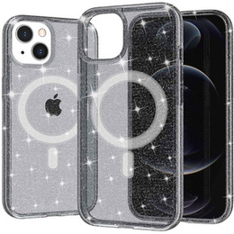 θήκη για iPhone 14 Plus, Glittery, για MagSafe, μαύρη