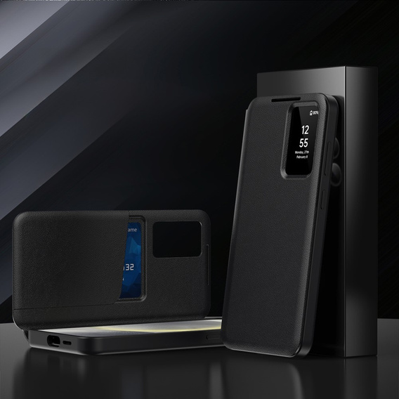 Αναδιπλούμενη θήκη για Samsung Galaxy S25, Smart View Wallet, μαύρη