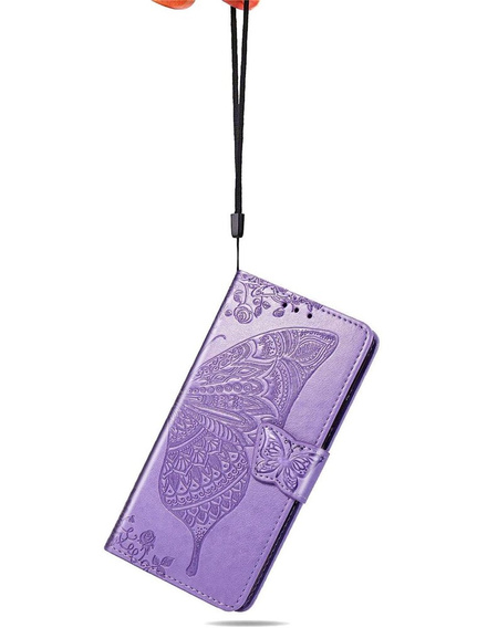 Θήκη με πτερύγιο για Oppo Reno 12, Butterfly, μωβ