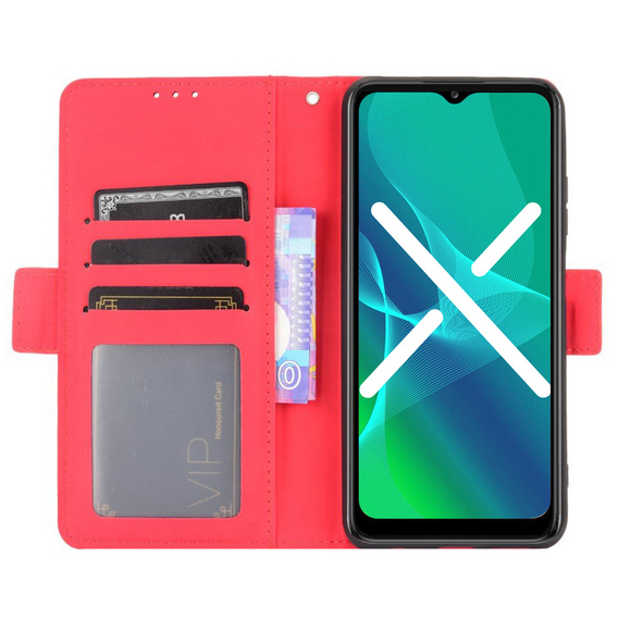 Θήκη με πτερύγιο για Realme C31, Card Slot, κόκκινη