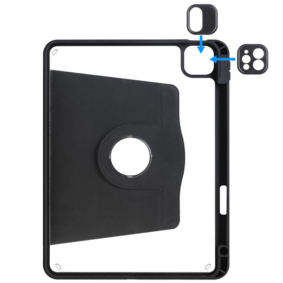 Θήκη για iPad Pro 11" 2022/2021/2020 (4/3/2 gen.), με υποδοχή γραφίδας, περιστρεφόμενη κατά 360°, μαύρη