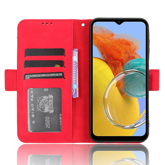 Θήκη με πτερύγιο για Samsung Galaxy M34, Card Slot, κόκκινη
