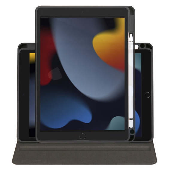 Θήκη για iPad 10.2" 2021/2020/2019 (9/8/7 gen.), με υποδοχή γραφίδας, περιστρεφόμενη κατά 360°, μαύρη
