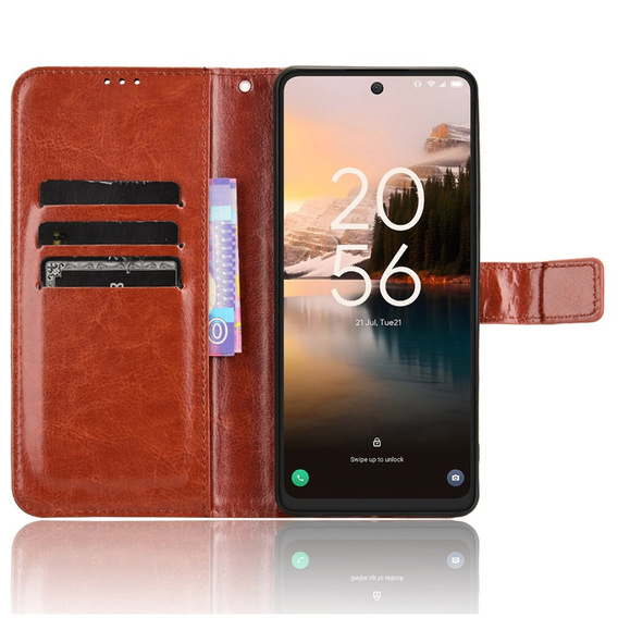 Θήκη με πτερύγιο για TCL 40 NxtPaper, Crazy Horse Wallet, καφέ