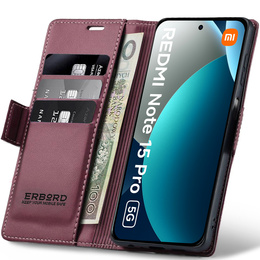 Θήκη με πτυσσόμενο καπάκι ERBORD Glossy Litchi για Xiaomi Redmi Note 15 Pro 5G