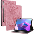 θήκη με πτερύγιο για Lenovo Tab P12, flower, ανοιχτή ροζ